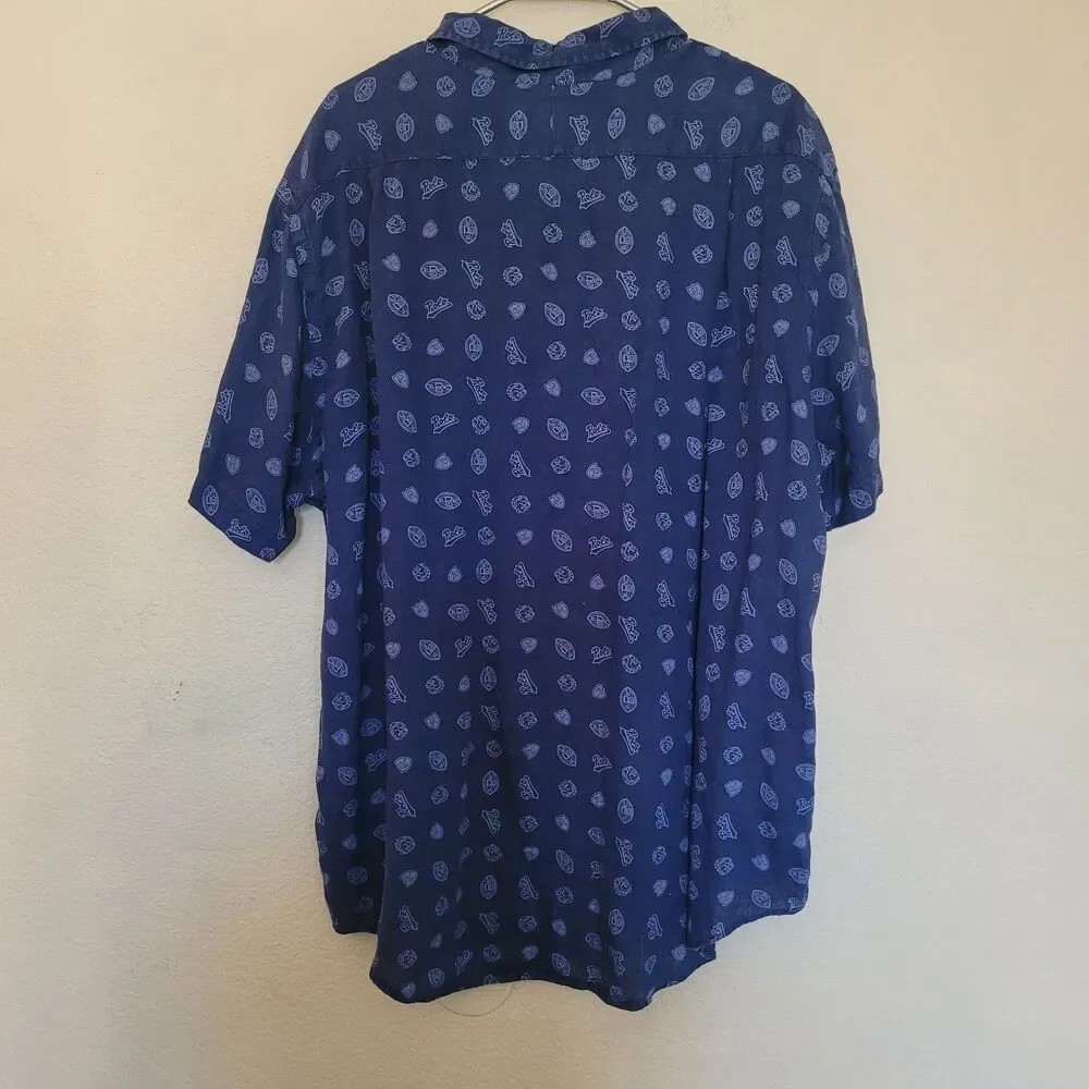 Polo Ralph Lauren SS Football Varsity Collegiate Button Up Linen Shirt Size XXL